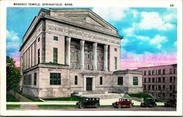 Masonic Temple Freemason Springfield Massachusetts MA 1920s WB Postcard - £3.06 GBP