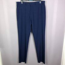 Vince Camuto Men&#39;s Blue Plaid Wool Blend Slim Fit Dress Pants Size 39W - £22.38 GBP