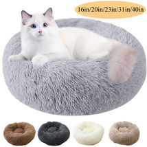 Pet Dog Cat Bed Donut Plush Fluffy Soft Warm Calming Bed Sleeping Kennel Nest - £24.99 GBP
