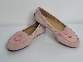 Talbots Everson Driving Moccasin Loafer Womens 7 Anchor Nautical Shoes Pink - $26.99