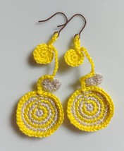 Crochet Swirl Round Shape Earrings / Crochet earrings / Handmade earrings - £9.41 GBP