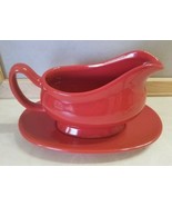 Umbriaverde Ceramiche Ceramic Red Gravy Sauce Boat and Tray, Made in Italy - £24.04 GBP