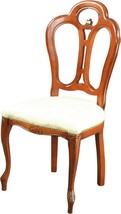 Large Italian New Rococo Chair, Mahogany, Beige-Colored Damask - £403.36 GBP
