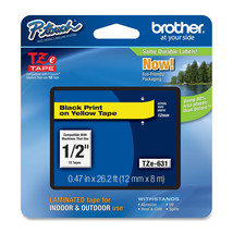 Brother TZe631 12mm black on yellow ptouch label tape PT D200 D400 2730 ... - $34.99