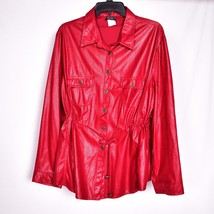 Southern Lady Women&#39;s Red Faux Snake Skin Jacket With Cinched Waist Size 16 - £12.01 GBP