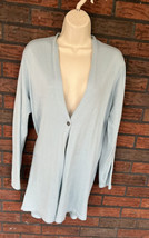 J Jill Open Sweater Medium Long Sleeve Blue Wool Blend Cardigan Tunic Jacket - £8.99 GBP