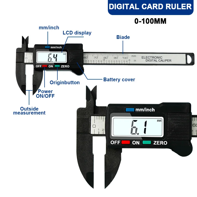 Caliper 0-100mm LCD Digital Caliper Measuring Instruments Gauge Micrometer Plast - £165.20 GBP