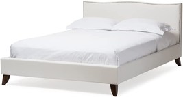 Baxton Studio Battersby Modern Bed With Upholstered Headboard, Queen, White - £259.78 GBP
