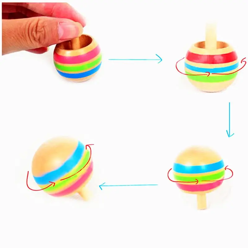 3 sets Wood Spinning Top Flip Over Top Magic Toy Kids Boys Favor Gift - £12.48 GBP