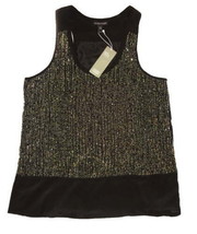 Eileen Fisher Sequin Rivulet Tank Top Petite Small PS P6 P8 100% Silk NWT - £148.27 GBP