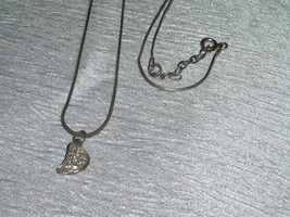 Estate Dainty 925 Marked Silver Snake Chain w Clear Rhinestone Accented Curled - £8.20 GBP