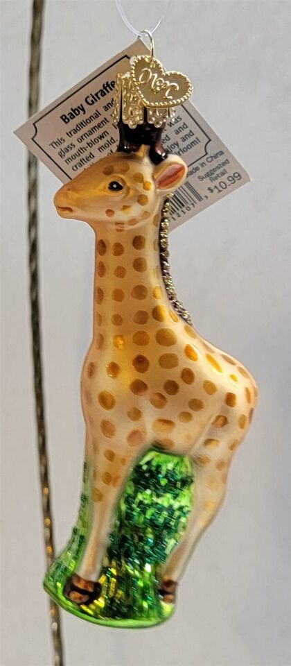 2003 Old World Christmas Baby Giraffe Glass Ornament with Tag - $28.71