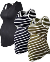 PARNIXS Fashion Maternity Tank Top Cami Shirts Comfy Breastfeeding - Set Of 3 M - £14.54 GBP