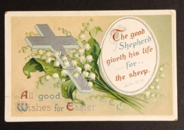 All Good Wishes for Easter Silver Cross Embossed Intl Art Pub Co Postcard c1910s - £6.36 GBP