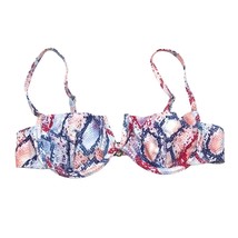 Shein Bikini Top Underwire Removable Cups Snake Print White Blue Pink M - $4.99