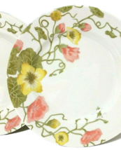 Fitz and Floyd Salad Plates Set of 3 Yellow Pink Floral Vines 1976 - $15.88