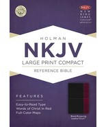 NKJV Large Print Compact Reference Bible, Black/Burgundy LeatherTouch Ho... - $68.56 CAD