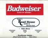 Susie&#39;s Road House Grille &amp; Social Club Menu Budweiser Ostrander Minnesota  - £13.99 GBP