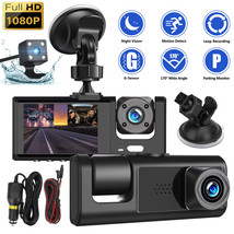 HD 1080P Car Dual Lens Dash Cam Front/Rear/Inside Video Recorder Camera G-sensor - £44.82 GBP