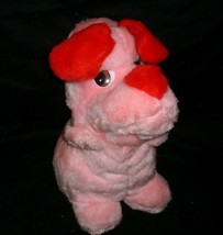 10&quot; Vintage Acme Pink &amp; Red Puppy Dog Hound Pup Doggy Stuffed Animal Plush Toy - £18.55 GBP