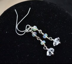 Handmade Herkimer diamond Ethiopian opal sterling silver Earring - £27.96 GBP