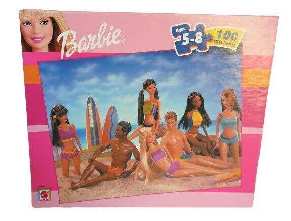 2000 Mattel Barbie Jigsaw Puzzle 100 Pieces NIB Beach Party Swimming Surfing - $14.99