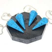 4Pcs Wholesale Natural Blue Turquoise Quartz Crystal Energy Pendulum Necklace - £31.61 GBP