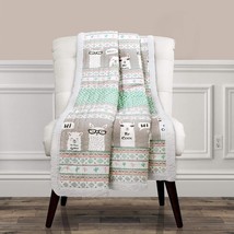 Turquoise And Pink 60&quot; X 50&quot; Lush Decor Llama Stripe Fuzzy Reversible Sh... - $570.08 MXN
