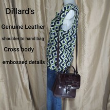 Vintage Dillard&#39;s Genuine Leather Brown Shoulder To Hand Bag - £15.01 GBP