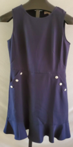 NWT Ann Taylor Loft Blue Polyester Sleeveless Sheath Ruffle Dress 6 - £19.43 GBP