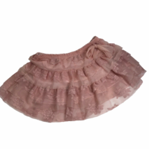 Vintage 90s Y2k Pink Floral Lace Ruffle Boho Cottagecore Tiered Skirt L - £18.88 GBP