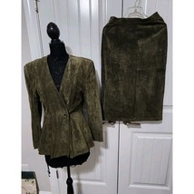 Gino di Giorgio Women&#39;s Suede Genuine Leather Moss Green Suit Size S Vtg... - £50.28 GBP