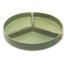 Vintage Set of 3 Green Snack Serving Dish Set Bowl Ceramic Floral  - £15.80 GBP