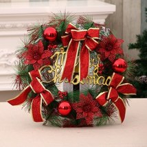 Festive Artificial Christmas Wreath with Flower Bow Garland Ideal for Front Door - £13.58 GBP+