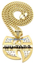 WU-TANG Crystal Rhinestone Pendant Necklace New Hip Hop with Cuban Style Chain  - $24.99