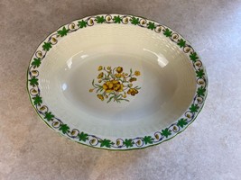 Mintons England Vintage Green Leaf Border With Yellow Butter Cup Oval Bowl - £12.16 GBP