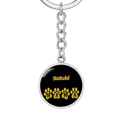 Dog Mom Gift Saluki Mama Circle Keychain Stainless Steel or 18k Gold