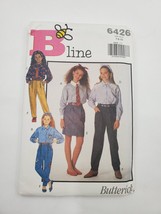 Vtg Butterick Sewing Pattern Cut 6426 B-Line Girl&#39;s Shirt Tie Skirt Pants 7-8-10 - £5.42 GBP