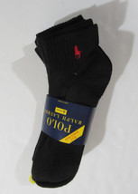 Polo Ralph Lauren Mens Quarter Crew Athletic Socks Black with Red Pony 4... - $20.99