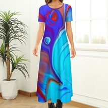Abstract Azure long dress |  Vibrant Dress | Vogue Dress | Artistic Design and B - £55.88 GBP+