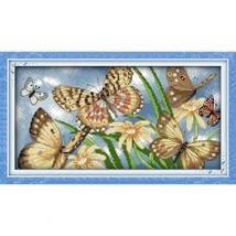 Joy Sunday Stamped Cross Stitch Kit Butterflies Gather Honey D202 **New** - $24.75