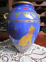 Franklin Mint  The Golden Vase Of Bast Porcelain Vase W/ Brass Stand EGYPTIAN  - $163.35