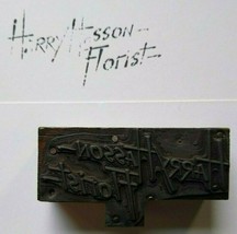 Harry Hasson Florist Printer Block Ink Stamp Letter Press Old Atlantic City NJ - £23.40 GBP