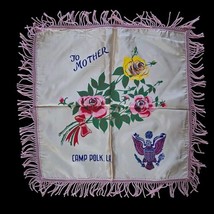 Vintage Satin Armed Forces Pillow Cover Mother Camp Polk Louisiana Fring... - $21.87