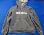 ADIDAS GRAY &amp; LIGHT PINK GIRLS PULL OVER COLD WEATHER HOODIE SWEATER MEDIUM - $21.86
