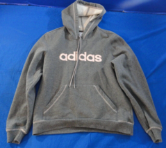 ADIDAS GRAY &amp; LIGHT PINK GIRLS PULL OVER COLD WEATHER HOODIE SWEATER MEDIUM - $21.86