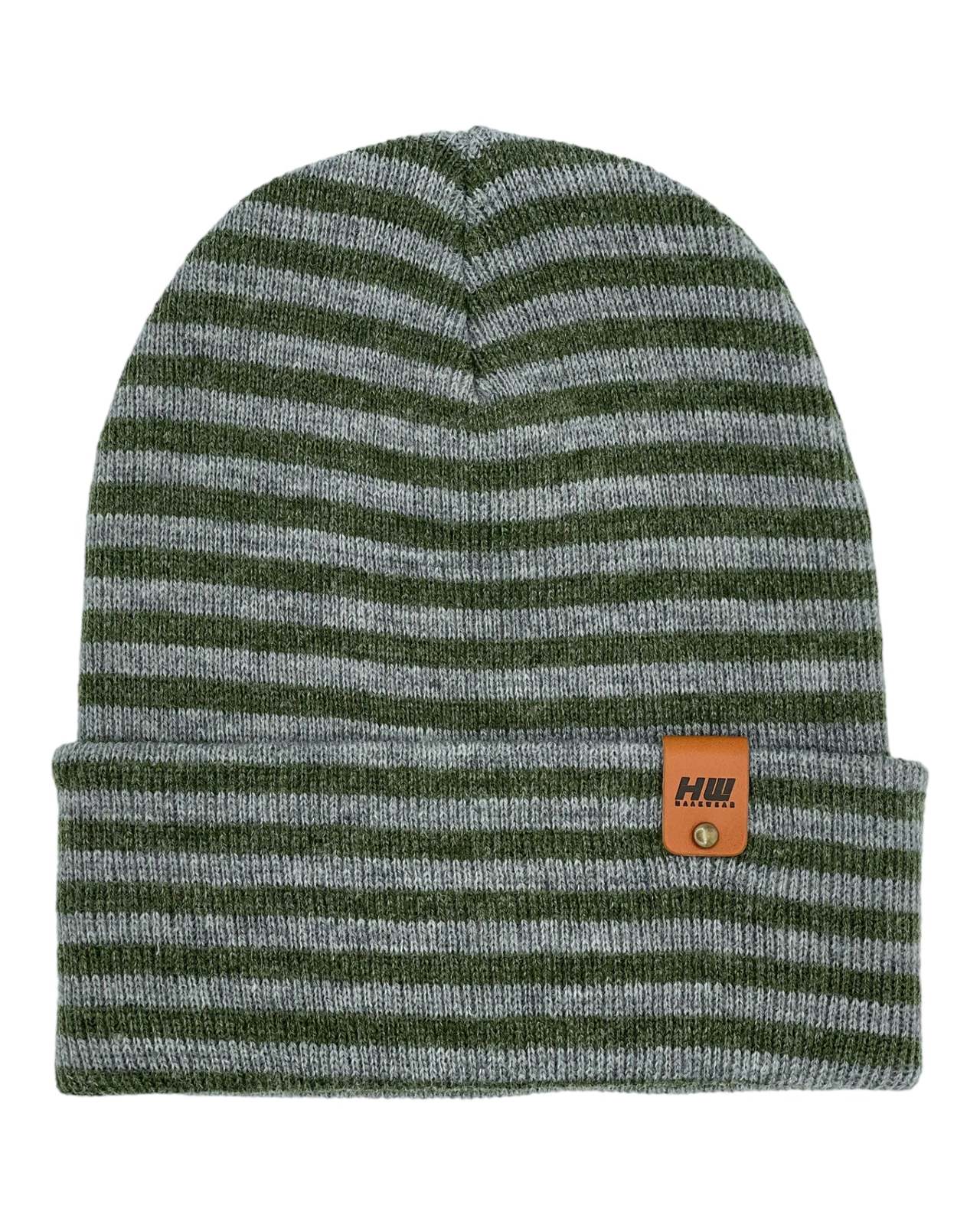 HAAKWEAR Classic RORO Cuffed Beanie / Hat - Gray / Green, Made in USA - $29.00