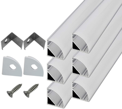 6-Pack 1Ft/30Cm 16X16Mm Led Aluminum Channel System with Cover V Shape, Led Stri - £14.77 GBP