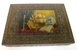 Royal Verkade Factories Metal Tin Storage Embossed Zaandam Holland 9&quot;x12&quot;x2&quot; Vtg - £26.90 GBP