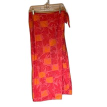 Talbots Pink &amp; Orange Floral Tropicalcore Beachy Cotton Midi Faux Wrap S... - $16.82